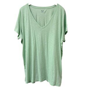 MADEWELL Womens T-shirt Plus Size 1X Green V-Neck Tee Short Sleeve NWT Nordstrom